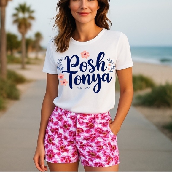 Isaac Mizrahi Pants - Isaac Mizrahi Pink Floral Print Shorts Bold Resort Wear Summer Vacation Chic, 14